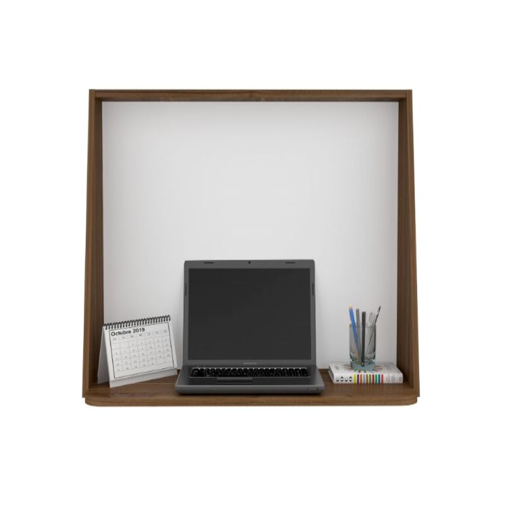 Wall Desk Afrec, Single Shelf, Mahogany / White Finish - GoldenLux.us