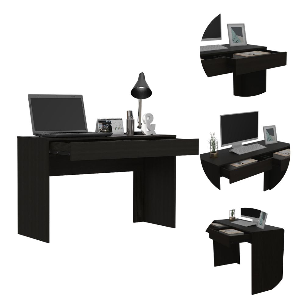 Computer Desk Aberdeen, Two Drawers, Black Wengue Finish - GoldenLux.us