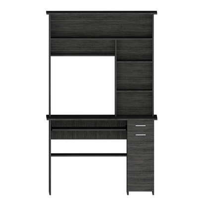 Computer Desk Acequia, Multiple Shelves, Smokey Oak Finish - GoldenLux.us