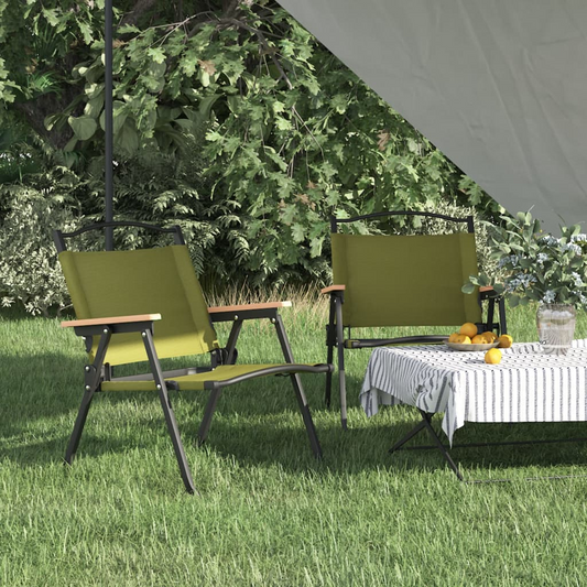 vidaXL Camping Chairs 2 pcs Green 21.3"x16.9"x23.2" Oxford Fabric - GoldenLux.us