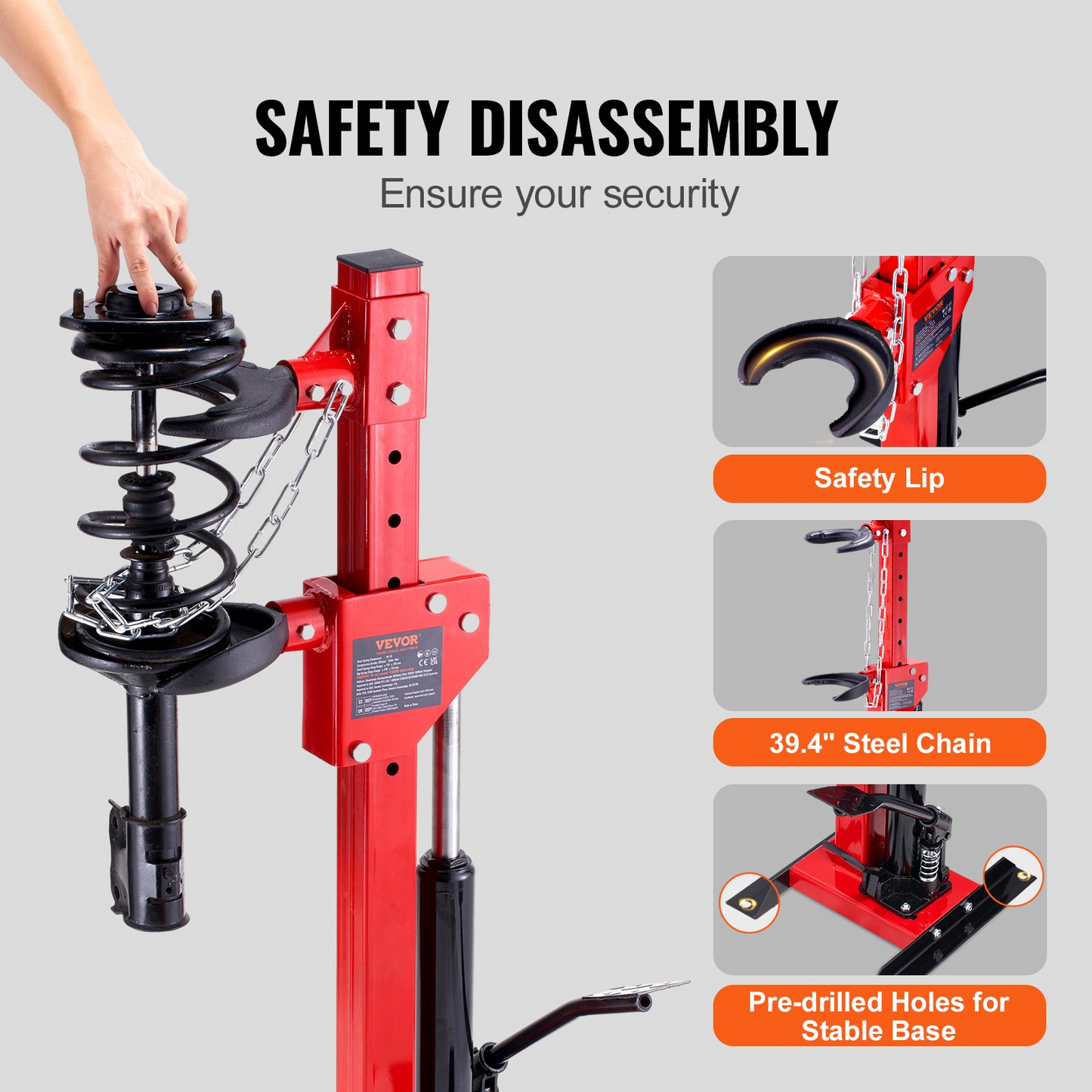 VEVOR Strut Spring Compressor, 4.5 Ton/9920 LBS Hydraulic Jack Capacity, 1 Ton Rated Compression Force, Auto Strut Coil Spring Compressor Tool, Hydraulic Spring Compressor for Strut Spring Removing - GoldenLux.us