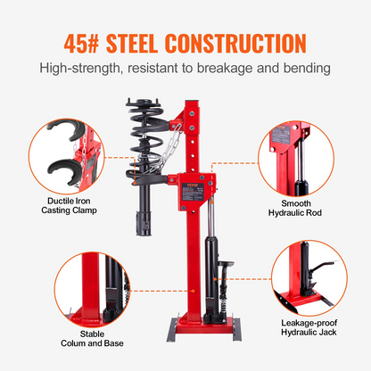 VEVOR Strut Spring Compressor, 4.5 Ton/9920 LBS Hydraulic Jack Capacity, 1 Ton Rated Compression Force, Auto Strut Coil Spring Compressor Tool, Hydraulic Spring Compressor for Strut Spring Removing - GoldenLux.us