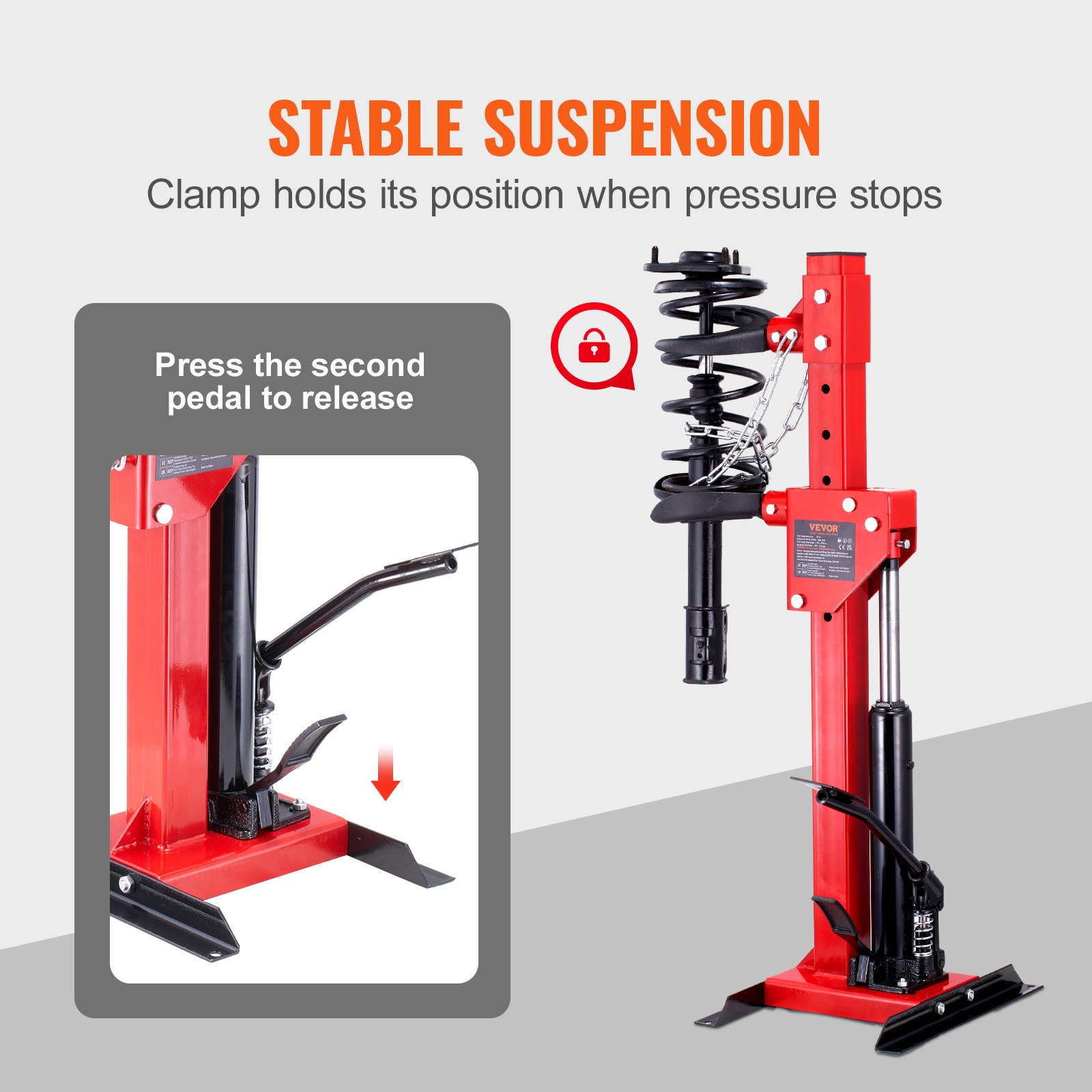 VEVOR Strut Spring Compressor, 4.5 Ton/9920 LBS Hydraulic Jack Capacity, 1 Ton Rated Compression Force, Auto Strut Coil Spring Compressor Tool, Hydraulic Spring Compressor for Strut Spring Removing - GoldenLux.us