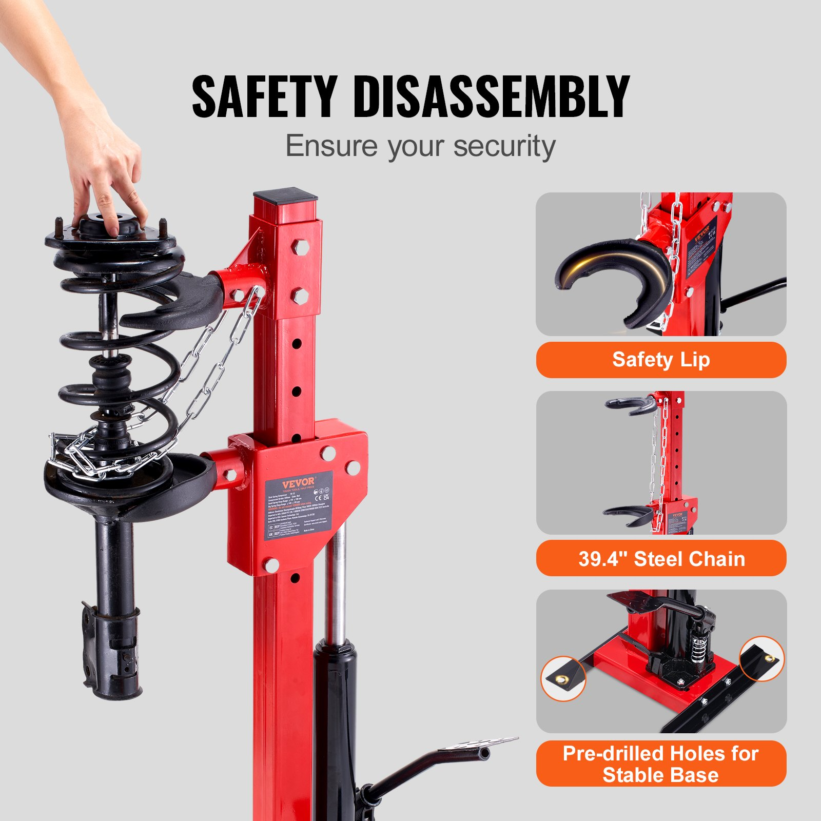 VEVOR Strut Spring Compressor, 4.5 Ton/9920 LBS Hydraulic Jack Capacity, 1 Ton Rated Compression Force, Auto Strut Coil Spring Compressor Tool, Hydraulic Spring Compressor for Strut Spring Removing - GoldenLux.us