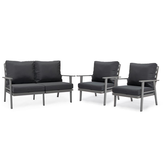 3-Piece Outdoor Patio Set with Grey Aluminum Frame - GoldenLux.us