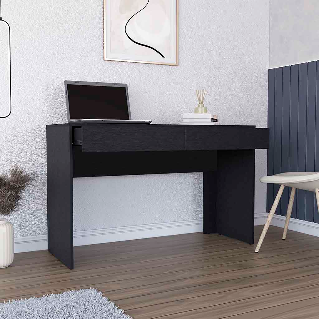 Computer Desk Aberdeen, Two Drawers, Black Wengue Finish - GoldenLux.us