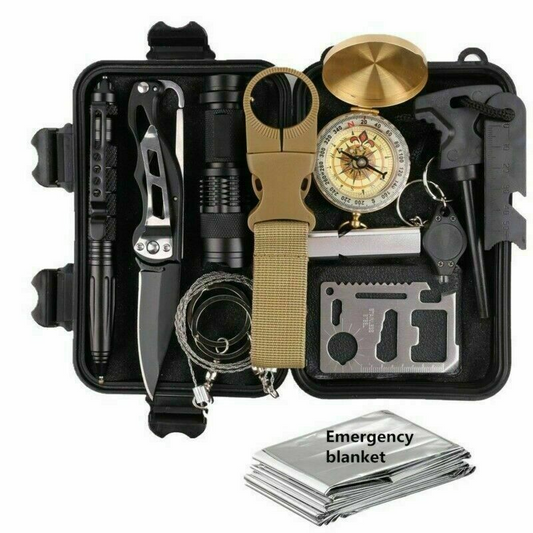 14 in 1 Outdoor Emergency Survival And Safety Gear Kit Camping Tactical Tools SOS EDC Case - GoldenLux.us